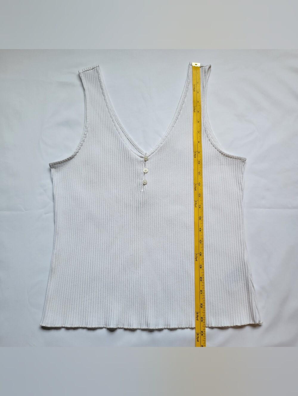 H&M White Ribbed Tank Ruffle Bottom Shirt Large - Picture 4 of 8